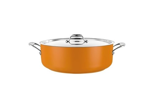  HorecaTraders Kookpan | RVS | Ø24 cm | 3.9 L | Geel | Gas, inductie, keramisch 