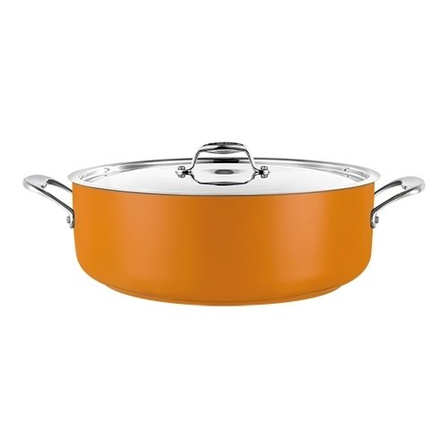  HorecaTraders Kookpan | RVS | Ø24 cm | 3.9 L | Geel | Gas, inductie, keramisch 