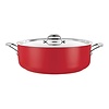 HorecaTraders Saucepan | Stainless steel | Ø28 cm | 5.8 L | Red | Gas, induction, ceramic