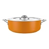 HorecaTraders Saucepan Stainless Steel Low | Ø28cm | 5.8L | Yellow | gas, electric, induction