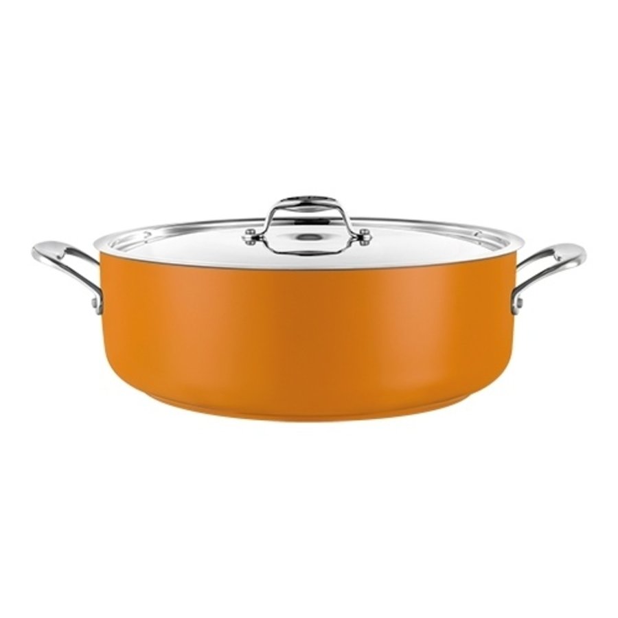 Casserole basse en acier inoxydable | Ø28cm | 5,8 L | Jaune | gaz, électrique, induction
