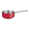 HorecaTraders Saucepan | stainless steel | Red | 1 Liter | 14cmØ | Gas, electric, induction, ceramic