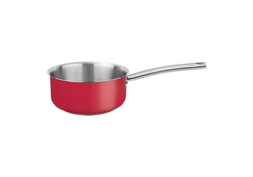  HorecaTraders Saucepan | stainless steel | Red | 1 Liter | 14cmØ | Gas, electric, induction, ceramic 