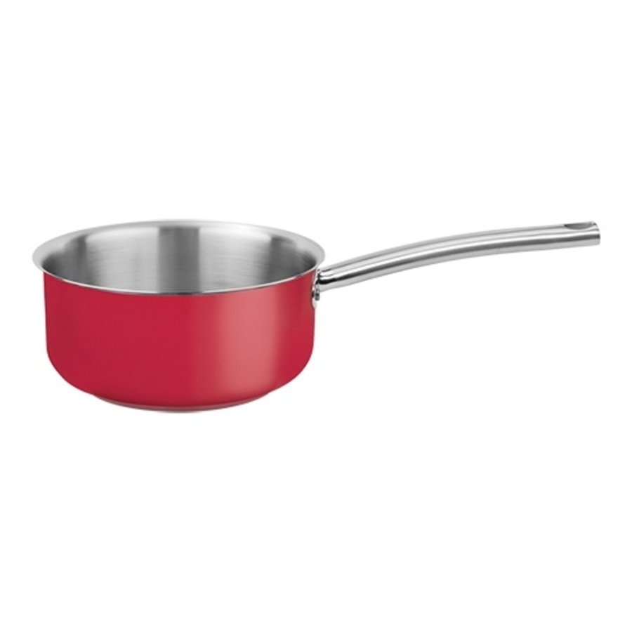 Poêle en acier | acier inoxydable | Rouge | 1 litre | 14 cm Ø | Gaz, électrique, induction, céramique