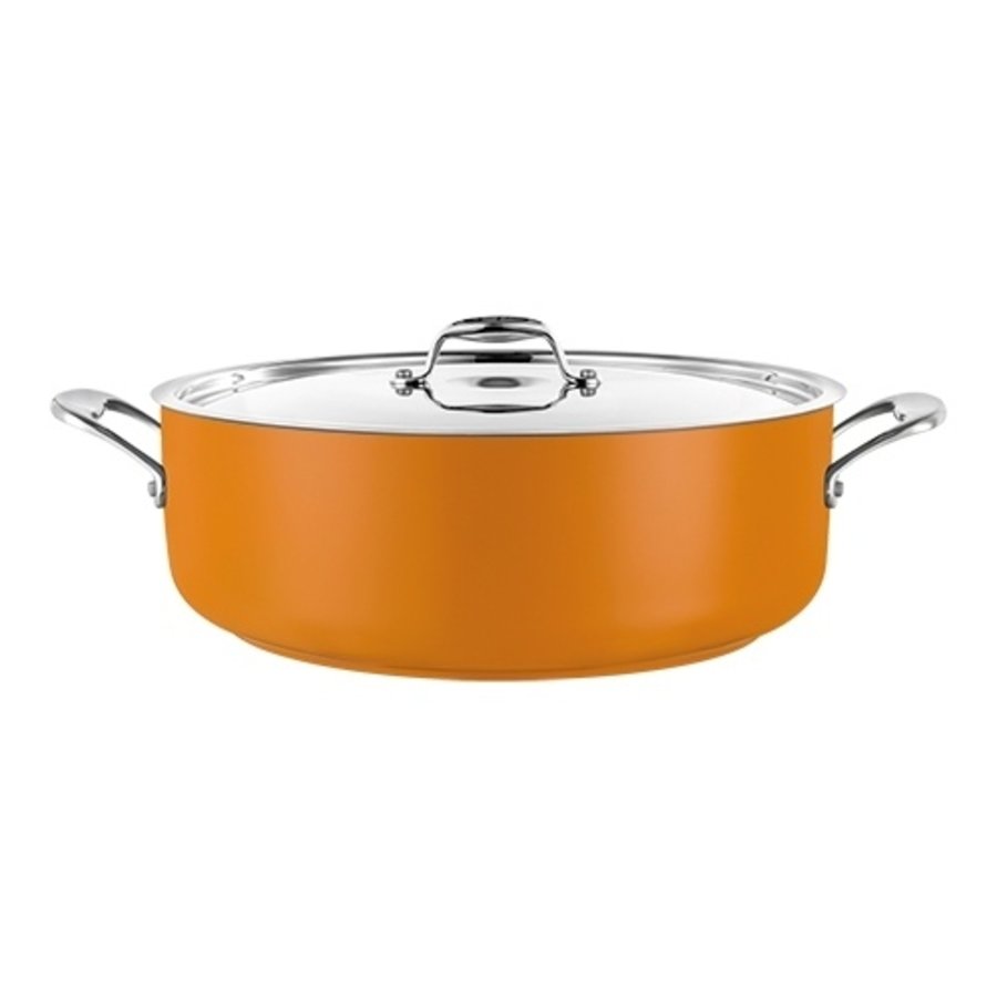Casserole Stainless Steel Low | Ø32cm | 8.9L| Yellow | gas, induction, ceramic
