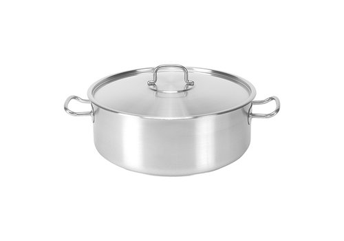  HorecaTraders Casserole Stainless Steel Low | Ø35cm | 13.6L | gas, induction, ceramic 