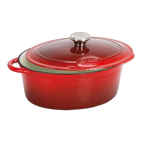  HorecaTraders Casserole Cast Iron | 27x21cm | 4L | Red | gas, induction, ceramic, oven 