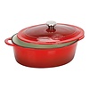 HorecaTraders Roasting pan | Cast iron | 33 x 25cm | 6.5 L | Red | gas, induction, ceramic, oven