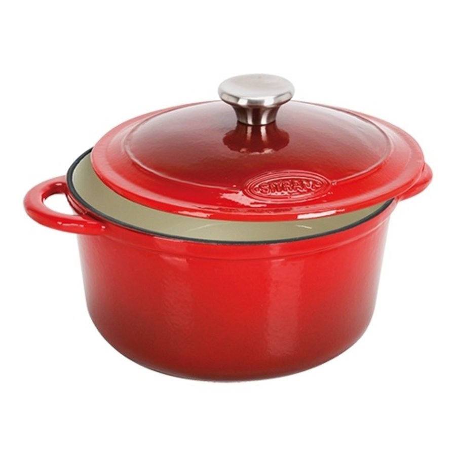 poêle à frire | Fonte | Ø24 cm | 4 L | Rouge | Gaz, induction, four