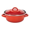 HorecaTraders poêle à frire | Fonte | Ø24 cm | 2 L | Rouge | Gaz, induction, four