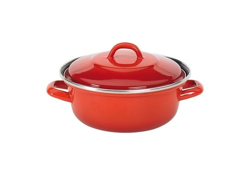  HorecaTraders Braadpan | Gietijzer | Ø24 cm | 2 L | Rood | Gas, inductie, oven 