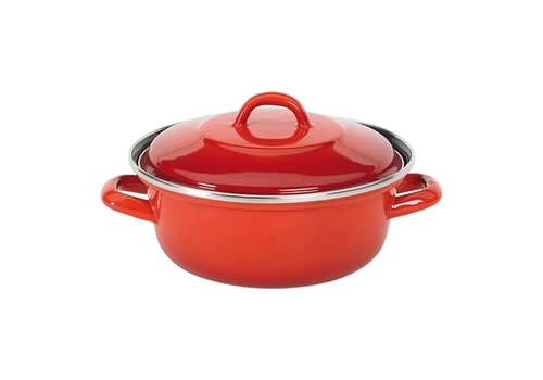  HorecaTraders poêle à frire | Fonte | Ø24 cm | 2 L | Rouge | Gaz, induction, four 