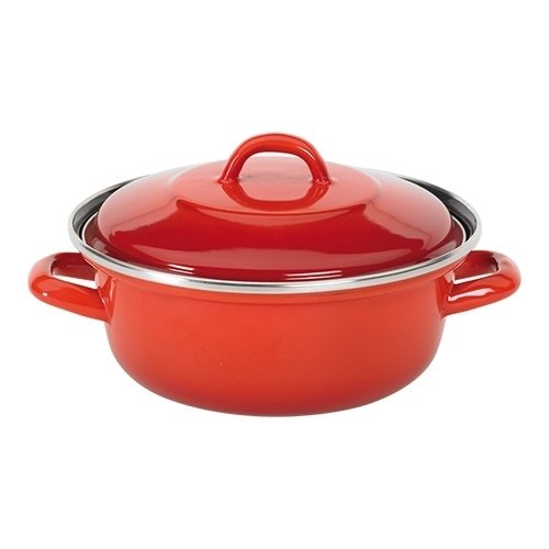  HorecaTraders Braadpan | Gietijzer | Ø24 cm | 2 L | Rood | Gas, inductie, oven 