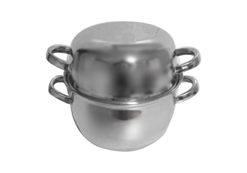  HorecaTraders Mussel pan stainless steel | Ø22cm | gas, electric, ceramic 