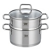 HorecaTraders Stainless steel steam cooker | Ø18cm | gas, electric, ceramic