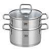 HorecaTraders Steamer-cooking pot stainless steel | Ø18cm | gas, electric, ceramic