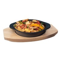 Bistro Serving Pan Cast Iron | Ø14 cm | Wooden bottom plate