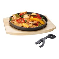 Bistro Serving Pan | Cast iron | Ø22cm | Wooden bottom plate