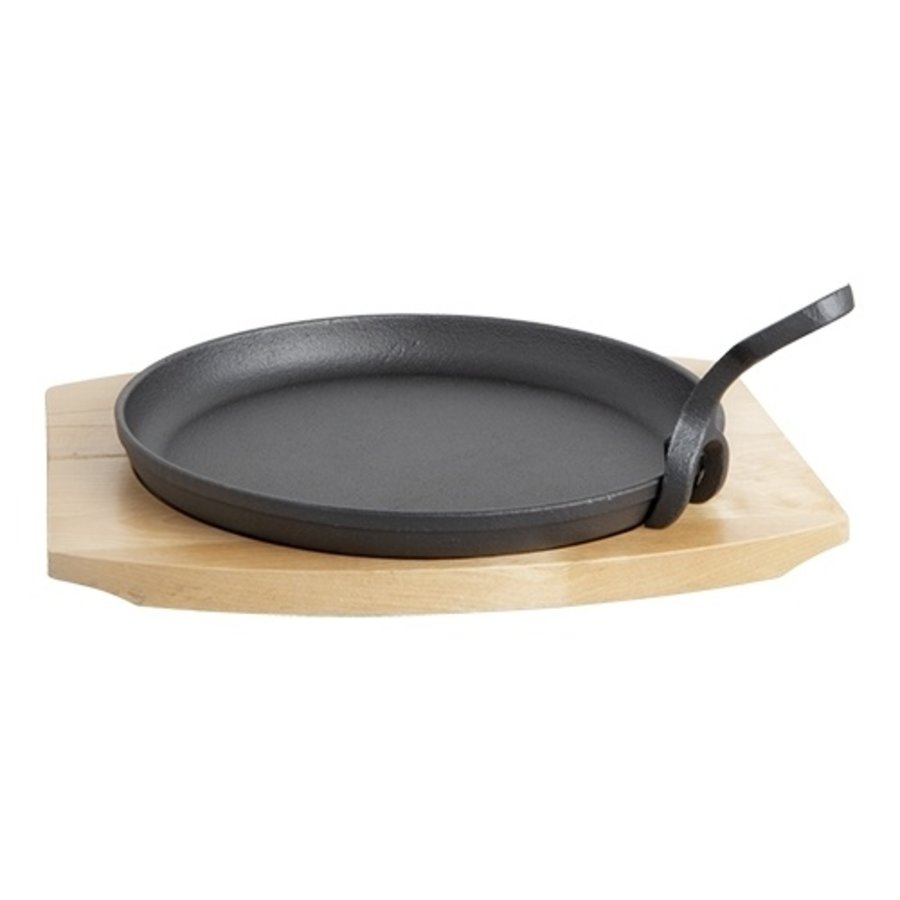 Bistro Serving Pan | Cast iron | Ø22cm | Wooden bottom plate