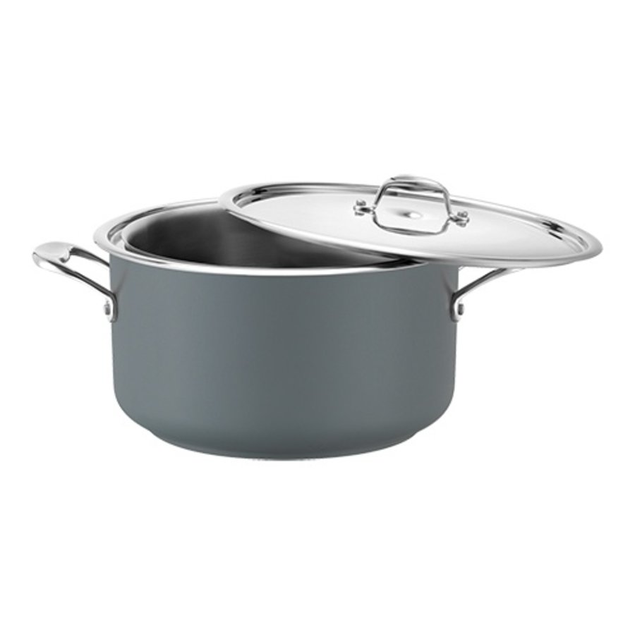 Poêle Bain Marie | acier inoxydable | Ø24cm | 3,1 L | Gris