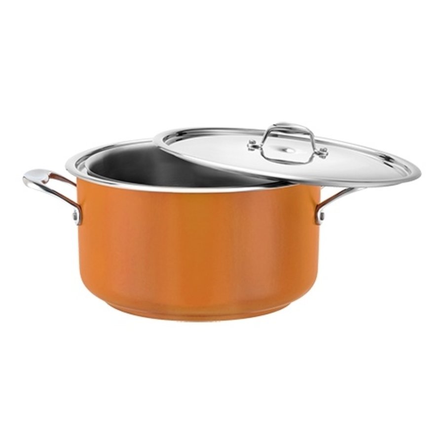 Poêle Bain Marie | acier inoxydable | Ø24cm | 3,1 L | Jaune