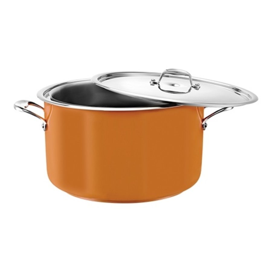 Poêle Bain Marie | acier inoxydable | Ø28cm | 5,4 L | Jaune | gaz, céramique, induction