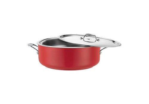  HorecaTraders Bain Marie Pan | stainless steel | Red | 3.7L | Ø32 x 12.5 cm 