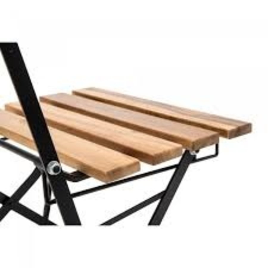 Folding chair | Steel/Acacia wood | Black | 4 pieces