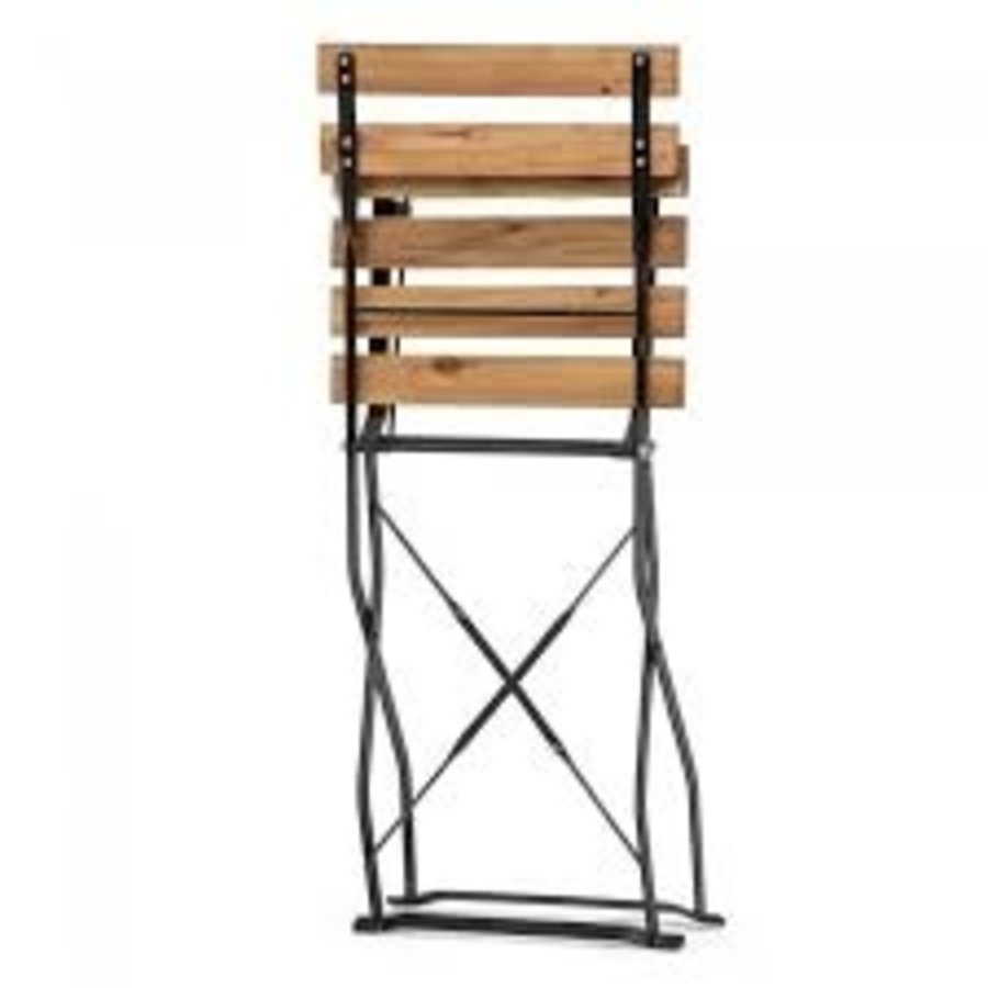 Folding chair | Steel/Acacia Wood | Black | 4 pieces