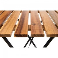 Klapptisch | Stahl/Akazienholz | Schwarz | 60 x 60 x 74 cm