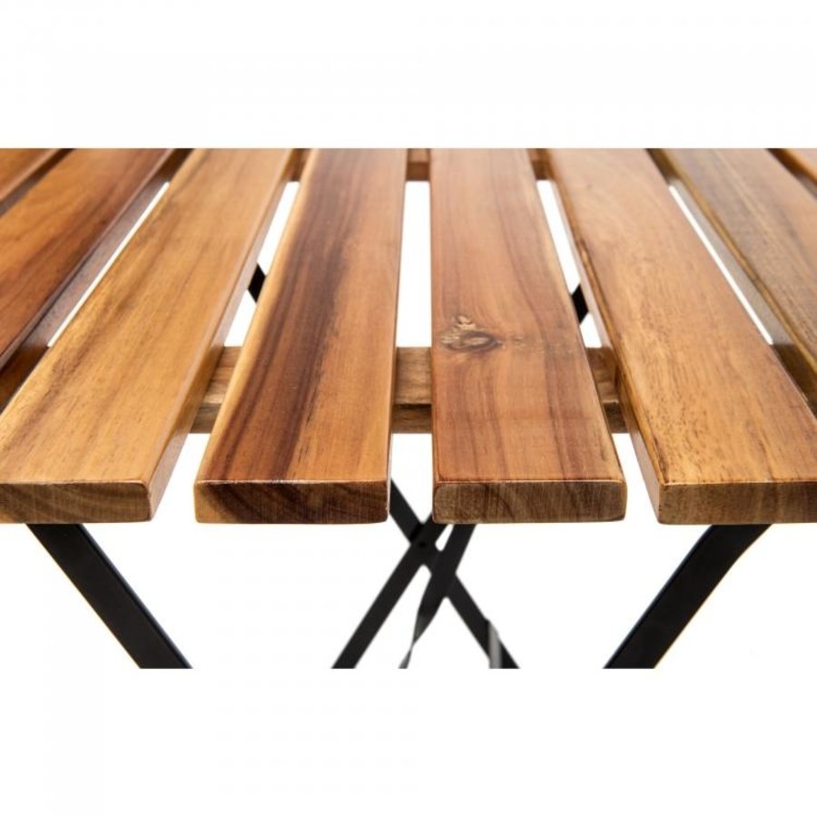 Klapptisch | Stahl/Akazienholz | Schwarz | 60 x 60 x 74 cm
