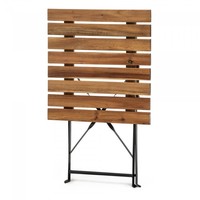 Klapptisch | Stahl/Akazienholz | Schwarz | 60 x 60 x 74 cm