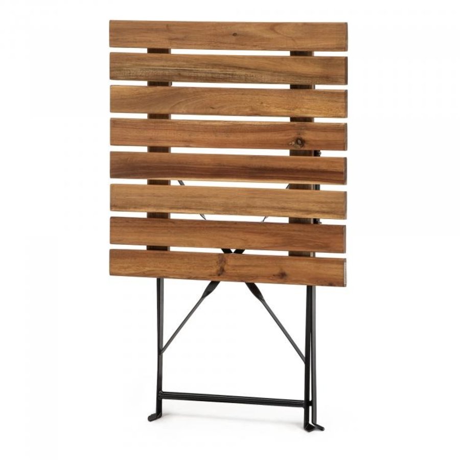Folding table | Steel/Acacia Wood | Black | 60x60x74cm