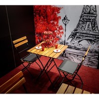 Table pliante | Acier/Bois d'acacia | Noir | 60 x 60 x 74 cm