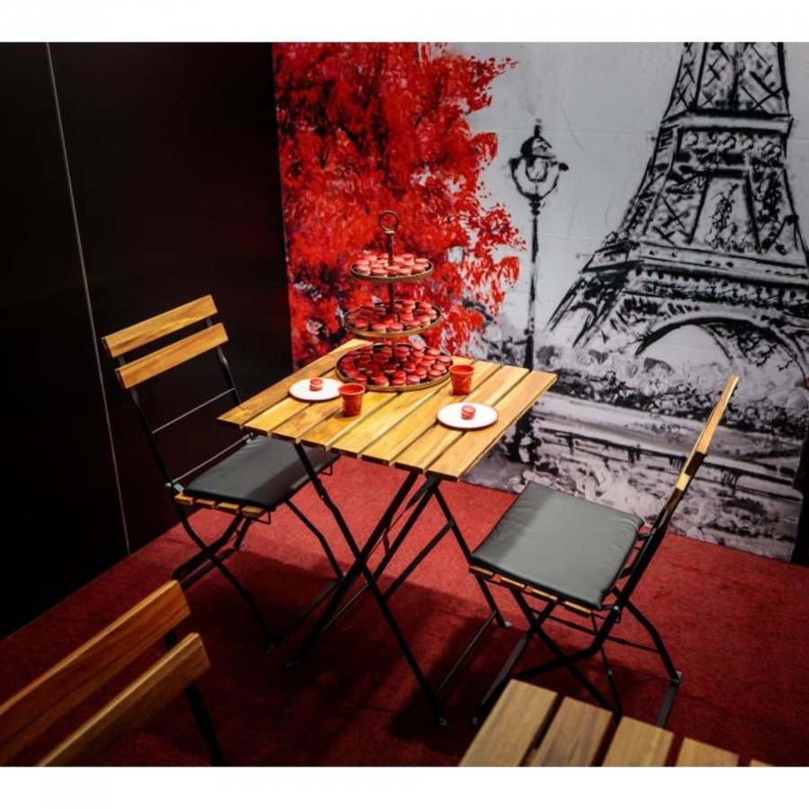 Folding table | Steel/Acacia wood | Black | 60 x 60 x 74 cm