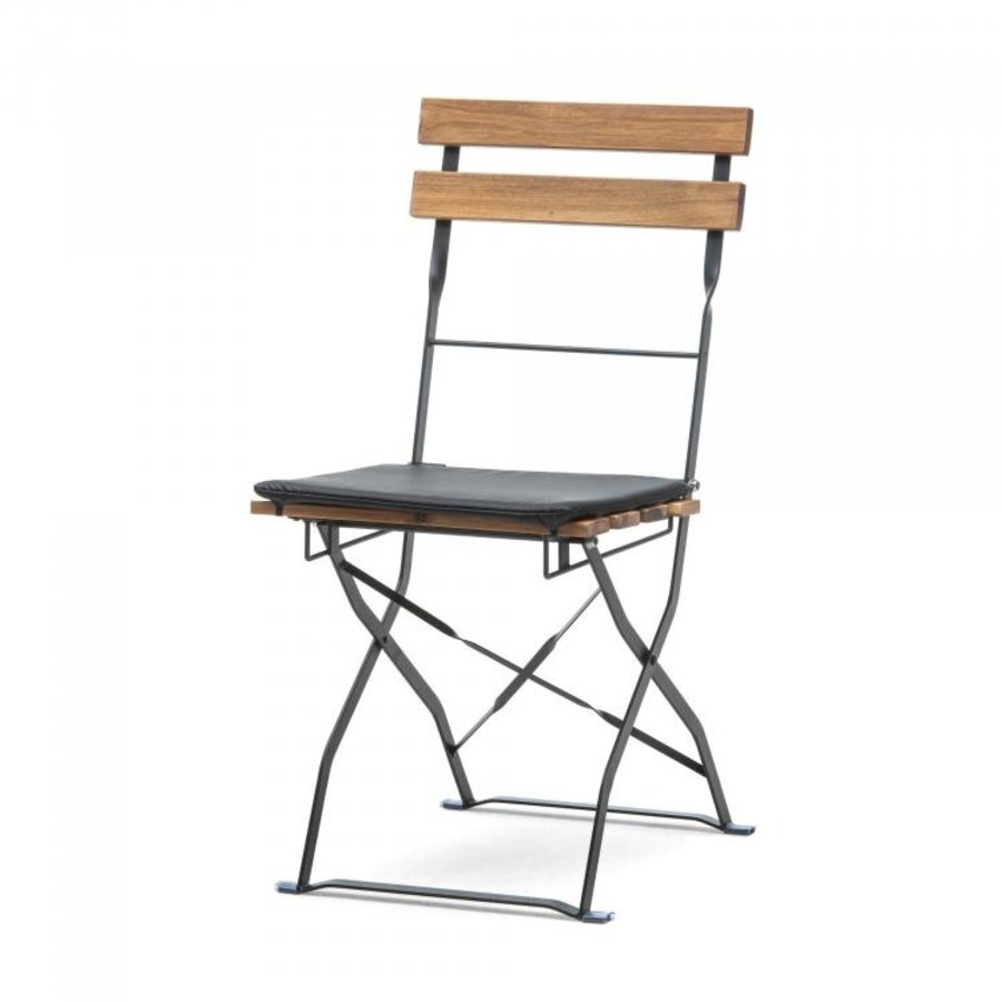 Cushion for Folding Chair | Faux Leather | Black | 4 pieces