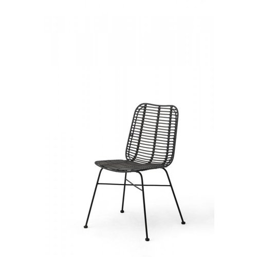  HorecaTraders Stackable Chair Palm | PE Rattan | Black 