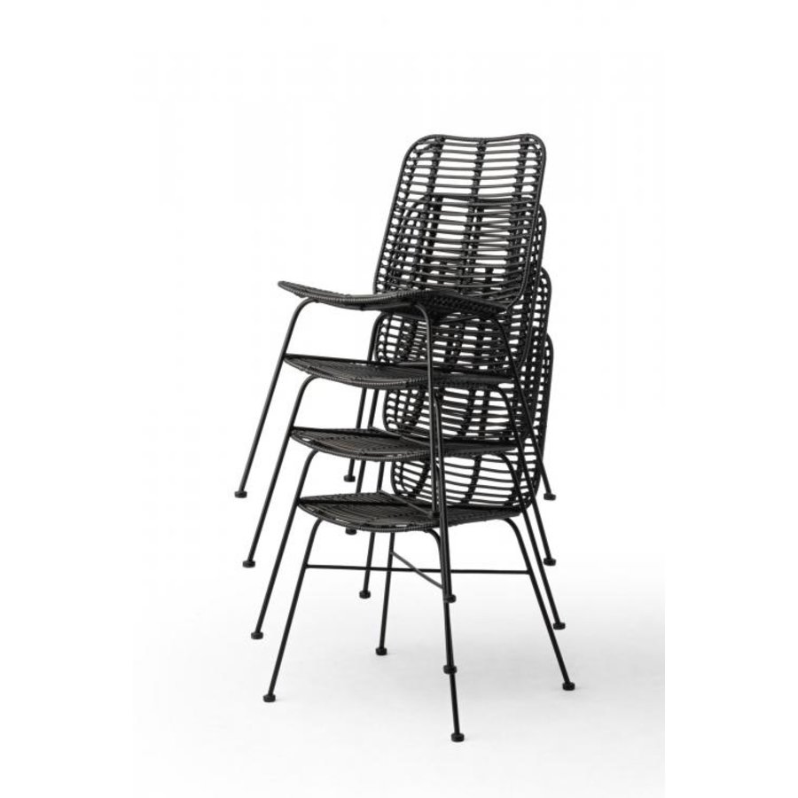 Stapelstuhl Palm | PE-Rattan | Schwarz