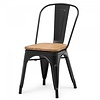 HorecaTraders Stacking chair Tolix | Steel with Wooden Seat | Black | 4 pieces