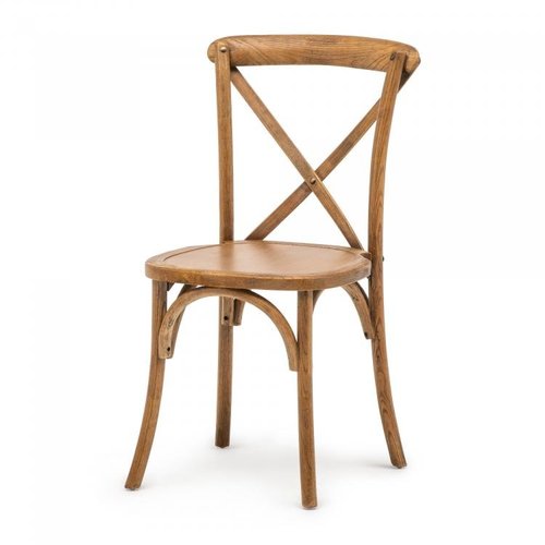  HorecaTraders Chaise empilable Crossback | Bois d'orme | Antiquité | 4 pièces 