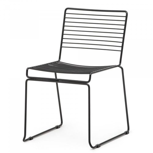  HorecaTraders Chaise empilable Wire | Acier | Noir | 4 pièces 