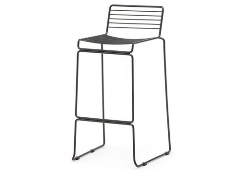  HorecaTraders Stackable Bar Stool Wire | Steel | Black | 4 pieces 