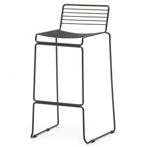  HorecaTraders Stackable Bar Stool Wire | Steel | Black | 4 pieces 