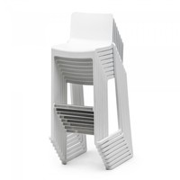 Tabouret de bar empilable Kasar | Polypropylène | Blanc | 4 pièces