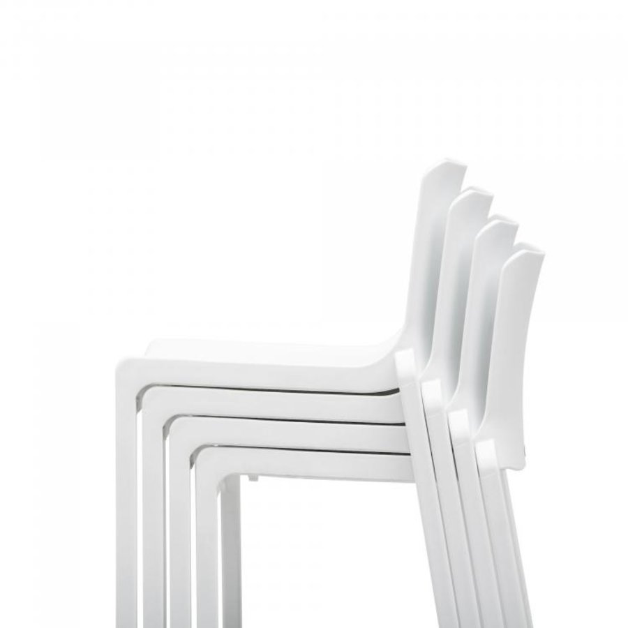 Tabouret de bar empilable Kasar | Polypropylène | Blanc | 4 pièces