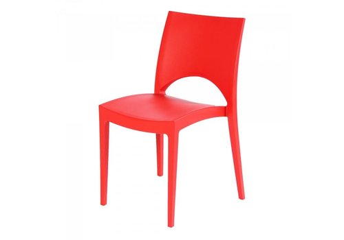  HorecaTraders Stacking chair June | Polypropylene | Red | 4 pieces 