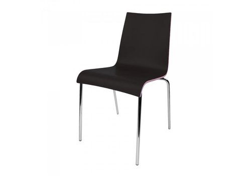  HorecaTraders Chaise empilable Scala | Contreplaqué laminé | Noir | 4 pièces 