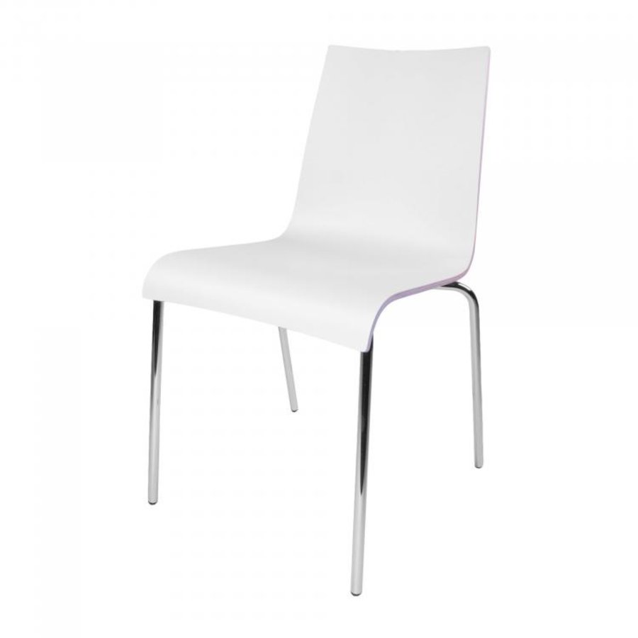 Chaise empilable Scala | Contreplaqué laminé | Blanc | 4 pièces