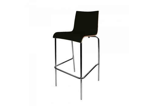  HorecaTraders Stackable Bar Stool | Laminated Miltiplex | Black | 4 pieces 