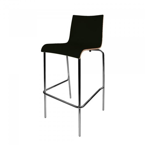  HorecaTraders Stackable Bar Stool | Laminated Miltiplex | Black | 4 pieces 